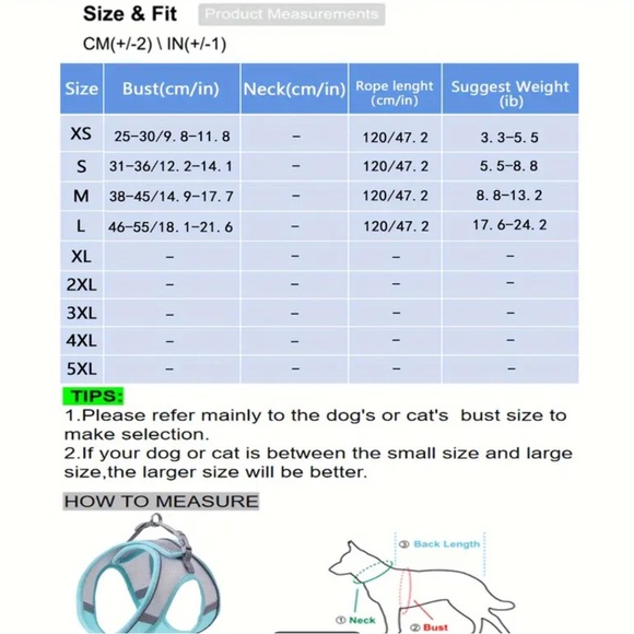 BLUE Comfortable Breathable Pet Harness and Leash size M - Picture 6 of 6